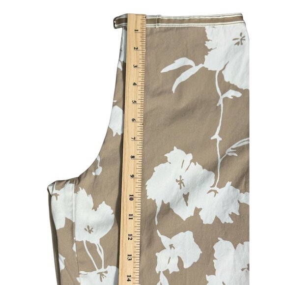 Ann Taylor Loft Womens 8P Beige White Floral Print Cropped Pants 100% Cotton - Picture 6 of 9